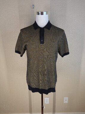 Classic Scotch & Soda Men's black and tan Collared short sleeve sweater sz L